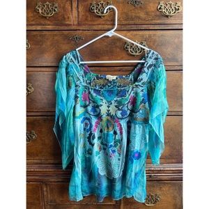 Hippie Boho Handkerchief Top Sz XL